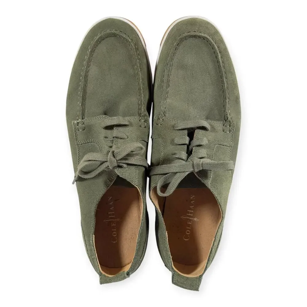 Cole Haan Moc-Toe Casual Boat Shoe/Sneaker Hybrid, Olive, Suede, Men's 11.5
